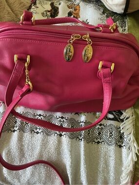 Etienne Aigner Bright Pink Satchel with Gold Hardware
